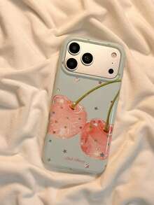 Casing Ponsel Summer Ins Healing Style Gold Star Cherry Kompatibel Dengan Apple 17 Pro Max, 16 Pro, 13, 14 Pro, 15 Pro, 18, 18 Pro Max, Perlindungan Penuh Anti Jatuh Dengan Rantai - MultiWarna - View 3