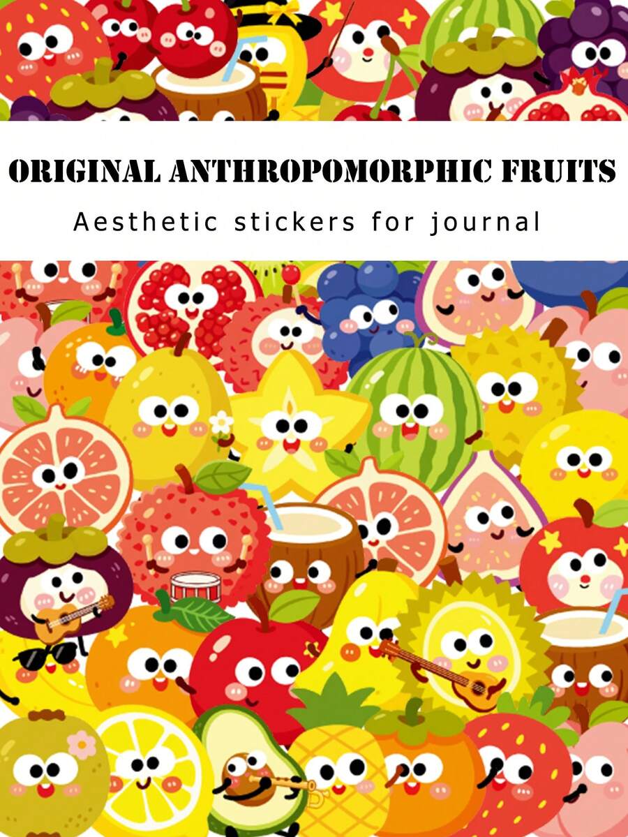 Single Original Anthropomorphic Fruit Character Decorative Stickers - Multicolor - View 1