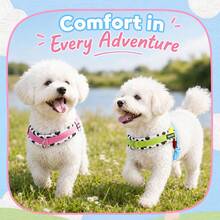 Cow Print Colorblock Saddle Pet Harness Set, Designed For Small Dogs, Wrap-Around Pressure-Relieving No-Restriction Walking, Integrated Anti-Pull Handle Neck Protection Non-Injurious, Thick Skin-Friendly Lining Comfortable For Long Wear, Reinforced Wear-Resistant POM Strong Buckle, Matching Same-Color Leash, Pink And Green Dual-Color Options Suitable For Various Small Cute Dogs Outdoor Leash Equipment - Green - View 10
