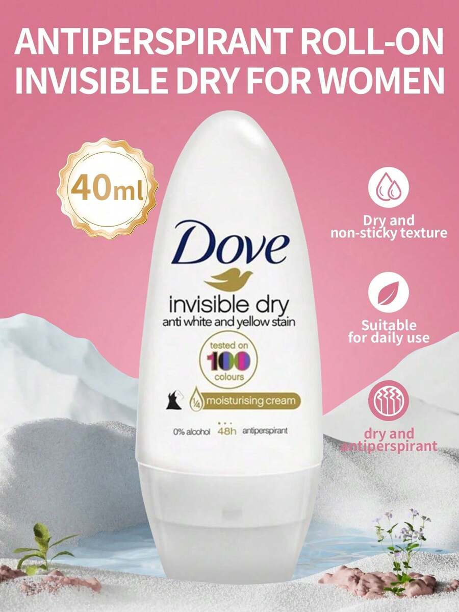 Dove 1 瓶 40ml 隱形乾爽不留痕 長效汗味控制溫和腋下護理女性用止汗滾珠 - 40ml 新版隱形乾爽 女士 - 查看 1