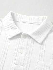 Men's Polo Shirt Set, Knitted, Casual, Mature, Daily Wear - White - View 3