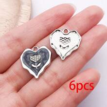 6/10 pièces pendentif cœur ondulé émaillé, breloque fleur en alliage avec strass, accessoires pour la fabrication de bijoux, matériaux DIY pour bracelet, collier et boucles d'oreilles faits main - Cœur - Voir 10