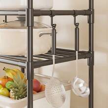 6 Tier Racking Heavy Duty Shelving Storage Shelves With Wheels Bathroom Kitchen - Black - View 5