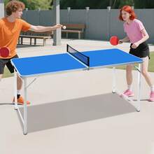 SanBouSi Portable & Foldable Pong Table Table Foldable Ping Pong Table For Indoor & Outdoor Foldable Ping Pong Table - Blue and Silver - View 1
