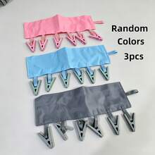 2/3pcs Foldable Clothes Hanger With 6 Clips, Thickened Plastic Material Sturdy And Durable, Can Hang Multiple Underwear, Socks And Small Garments At Once, Essential For Travel, Home And Dorm Storage, Small Garments No Longer Without A Place To Hang, Portable Clip Clothes Hanger, Random Color - Random Color - View 13