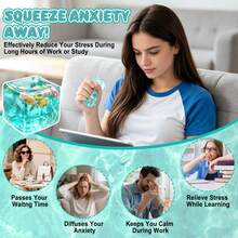 1pc Ice Cubes Stress Balls, Ice Cubes Marine Shells Squishies, Squeeze Ice Cube Marine Style Shells, Soft Slow Rise Squishy-Stress Relief Sensory Toy, Square Shape Squeeze Ball, For Adults - Multicolor - View 3