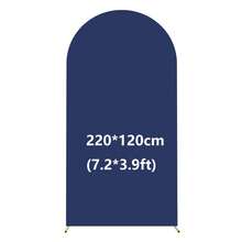 海軍藍拱門背景布 5ft/6ft/6.6ft/7.2ft 婚禮拱門套布 2件組 彈性布料 圓頂拱門背景布 適用生日派對、婚禮拱門框架裝飾（不含拱門框架，僅布料背景） - 藏青色 - 查看 9