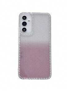 1 buah Casing Pelindung Gradien Berkilau untuk Samsung S25 Ultra, S24 FE Bingkai Berlian Imitasi, A56 Casing Ponsel Transparan, A06 - Mauve Purple - View 3