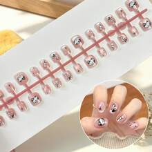 Kids Short Square Press On Nails, Summer Transparent Pink Fake Nail Tips With Cartoon Cat, Lemon Slice, Bow, Star & Fruit Print, DIY Manicure Kit For Little Girls, Party Holiday Daily Play Dress Up Nail Art Gift - Multicolor - View 19