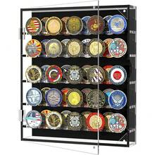 5 Layer Coin Display Box, Round Badge Case With Removable Shelves & Magnetic Door For 40mm Coins, Collection Storage Gift Idea - A - View 2
