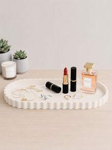 Decorative Oval Silicone Vanity Tray, Waterproof Bathroom Countertop Organizer For Lotion, Perfume, Soap Dispenser And Accessories - Multicolor - View 8