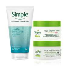 Simple Pore Polish Face Scrub + Day Cream SPF15 + Night Cream 3-Piece Set - Hydrating - View 1