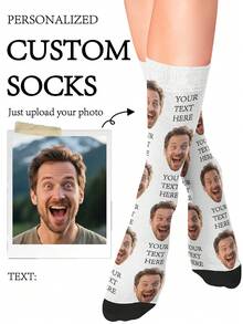 1 Pair Customized Socks, Customized Face Socks, Funny Face Socks, Text Socks, Can Print Any Face On Socks, Gift For Best Friends, Gift For Girlfriend/Boyfriend - Multicolor - View 12