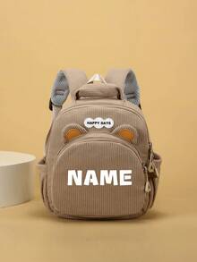 1pc Mini Personalized Back To School Cute Bear Backpack, Simple Casual Design, Zipper Closure, Nylon Material, Adjustable Shoulder Straps, Hand-Carry, Suitable For School, Shopping, Daily Outings, Outdoor Trips. Birthday Gift. - Striped Fleece 2501 - View 16