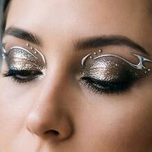 4pcs Y2K Eyeliner Style Metallic Silver Face Decoration Stickers, Waterproof Eyeliner Stickers, Suitable For Festival Party Makeup - Multicolor - View 4