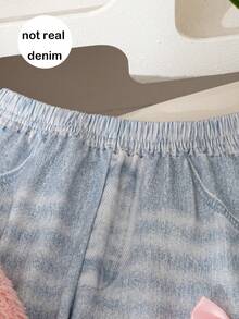 Setelan Kasual Anak Perempuan: Sweatshirt Lengan Panjang dan Celana Panjang Lurus Bahan Fleece Dua Sisi dengan Desain Pita 3D, Musim Gugur/Dingin - Berwarna merah muda - View 7