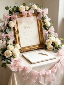 1pc Sweet Pink Bow Banner/Garland (10 Bows), Suitable For Princess Style Girls Room Wall Decor, Also Applicable For Children's Birthday, Baby Shower, Wedding, Gender Reveal Party And Other Occasions (Product Requires Self-Assembly, Please Do Not Purchase If You Mind) - Multicolor - View 4