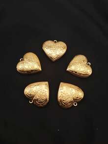 5 piezas Colgante de Medallón de Acero Inoxidable con Patrón de Corazón, Medallón de Caja de Fotos con Apertura Flip, Regalo Único Ideal DIY para Amigos, Cumpleaños, Familia, Mamá/Abuela/Esposa, Aniversario, Moda de Otoño, Casual, Vintage, Personalizado, Uso Diario, Fiesta, Día de la Madre, Día de San Valentín, Graduación, Boda - Amarillo Oro - Ver 7