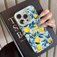 Full Screen Blue Leaf Lemon Lychee Pattern Phone Case For IPhone 17 16 15 14 13 12 11 Pro Max Plus Air 17E 16E XS Max X XR Cover - 2 - 查看 11