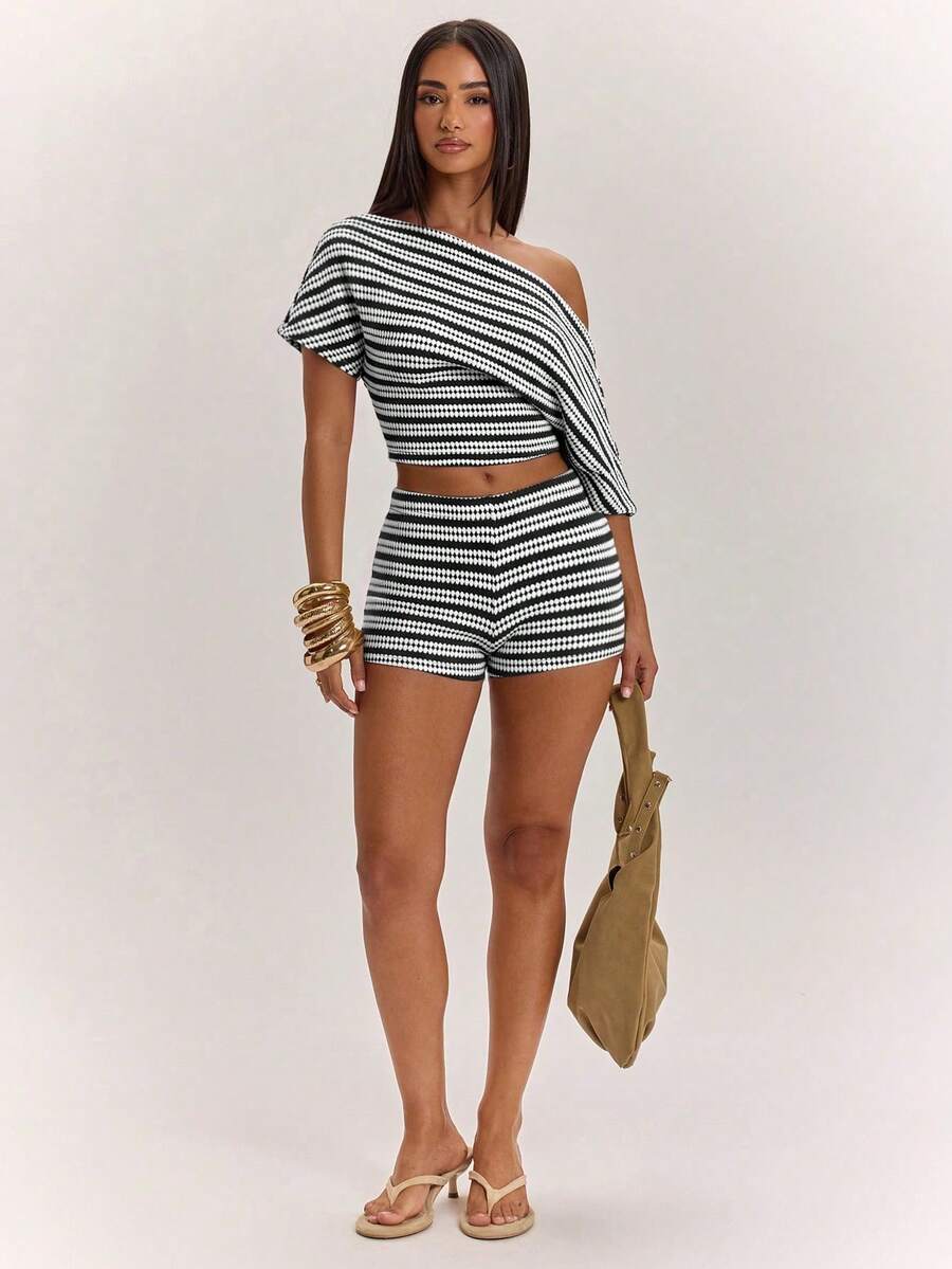 Women Two-Piece Outfits - 黑白2 - 查看 1