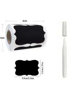 120 piezas/Rollo Etiquetas adhesivas para frascos de vidrio tipo pizarra, etiquetas negras onduladas reutilizables e impermeables, adecuadas para almacenamiento en cocina y despensa, aptas para recipientes, frascos, especias y almacenamiento de alimentos - A - Ver 15