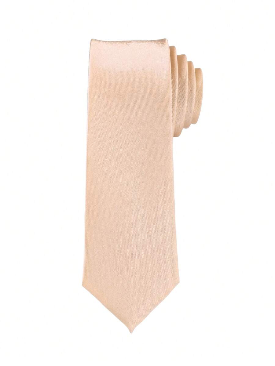 1件男士純色領帶,商務正式窄領帶 (4cm) - 卡其色 - 查看 1