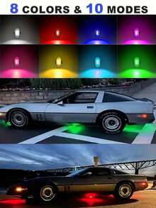 2/4/6/8Pcs LED Lights For Car Interior Car Lights With Remote, 8 Colors Rechargeable Underglow Strobe Lights For Trucks, Bike, Motorcycle Strobe Light 130mAh Car Lights - Multicolor - View 5