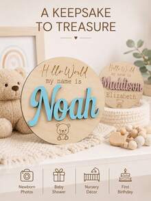 Custom Wooden Name Sign, Personalized Birth Plaque, Room Decor, Customized Name Board, Customizable Keepsake Gift, Boy, Girl, Family, Mother, Friend, Wall Art - Style a - View 5