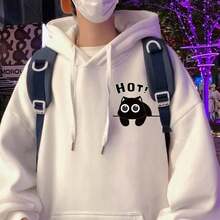 American-Style Hooded Sweatshirt For Men And Women, New Spring And Autumn Loose-Fit Pullover Long-Sleeve Top, Simple  Thickened Jacket - 黑色 - 查看 2