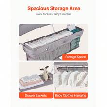 Baby Changing Table, Foldable Diaper Change Station With Side Basket, Adjustable Height Portable Changing Table With Lockable Wheels, Multi-Functional Storage Organizer Nursery, Light Gray - Foldable, Light Gray, X-shape, 4-tier - View 4