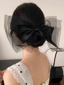 1pc Textured Mesh Bow Hair Clip, Luxury High-End Style, Women's Commute & Date Back Of Head Hair Accessory - Multicolor - View 5