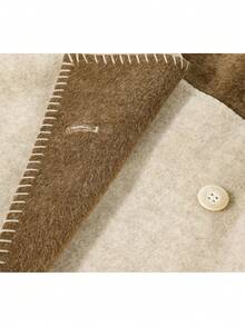 Korean Style Minimalist Premium Overcoat With Buttons, Airport Outfit, Travel, Daily Wear, Autumn/Winter - Apricot - View 4