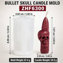 1/2件組子彈骷髏蠟燭模具套裝 哥德風骨架矽膠模具,適用DIY香氛蠟燭、萬聖節裝飾與手工禮品 - Bullet Skull - 查看 11