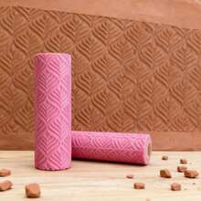 Fern Leaf Pattern Clay Texture Roller DIY Tool, Suitable For Polymer Clay And Fondant, PLA Material, Durable, 3D Curved Leaves And Fine Vein Texture, Deep Embossing, Non-Slip And Easy To Clean, Suitable For Botanical Tiles, Forest Art, Suitable For Beginners And Professionals - Fern Leaf Pink - View 3