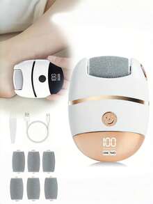 Electric Foot Callus Remover, Equipped With 6 Replaceable Grinding Heads, Professional Callus Remover, Electric Foot File And Skin Exfoliator, Can Polish Foot Skin, 2-Speed Adjustment, USB Charging, 500mAh Lithium Battery, Compact And Portable - Multicolor - View 12