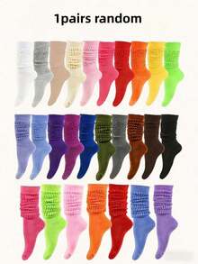 Random 10-Piece Assorted Pack Women's Mid-Calf Socks, Colorful Loose Knit Socks, Women's Long Socks, Women's Calf Socks, Ruched Slouch Socks, Summer & Autumn Comfortable Warm Calf Socks, Men's Long Socks, All-Season Socks, Long Slouch Socks - Multicolor - View 6