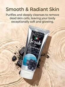 COSMI MILANO Made In Italy, 100ml Body Scrub With Dead Sea Salts, A Natural Exfoliant For Smooth And Radiant Skin, A Gentle Formula With Charcoal, Coffee, Pomegranate, Almonds, And Aloe, Ideal For Purifying,  Deep Body Care, Summer Body Care Products - CARBONE - 查看 3