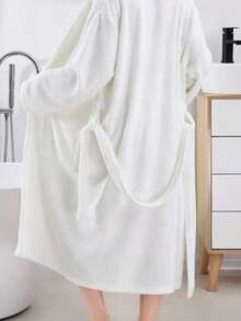 White Pineapple Check Bathrobe - White - View 3