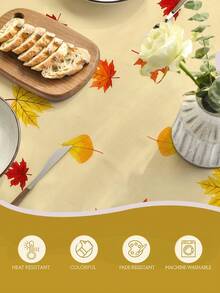 1pc,Autumn Style Tablecloth,Maple Leaf Print Tablecloth,Square Tablecloth,Picnic Cloth,Multiple Sizes Available,Perfect For Family Dining,Restaurant Decor,Kitchen Decor,Home Decor,Outdoor Party Decor - Multicolor - View 8