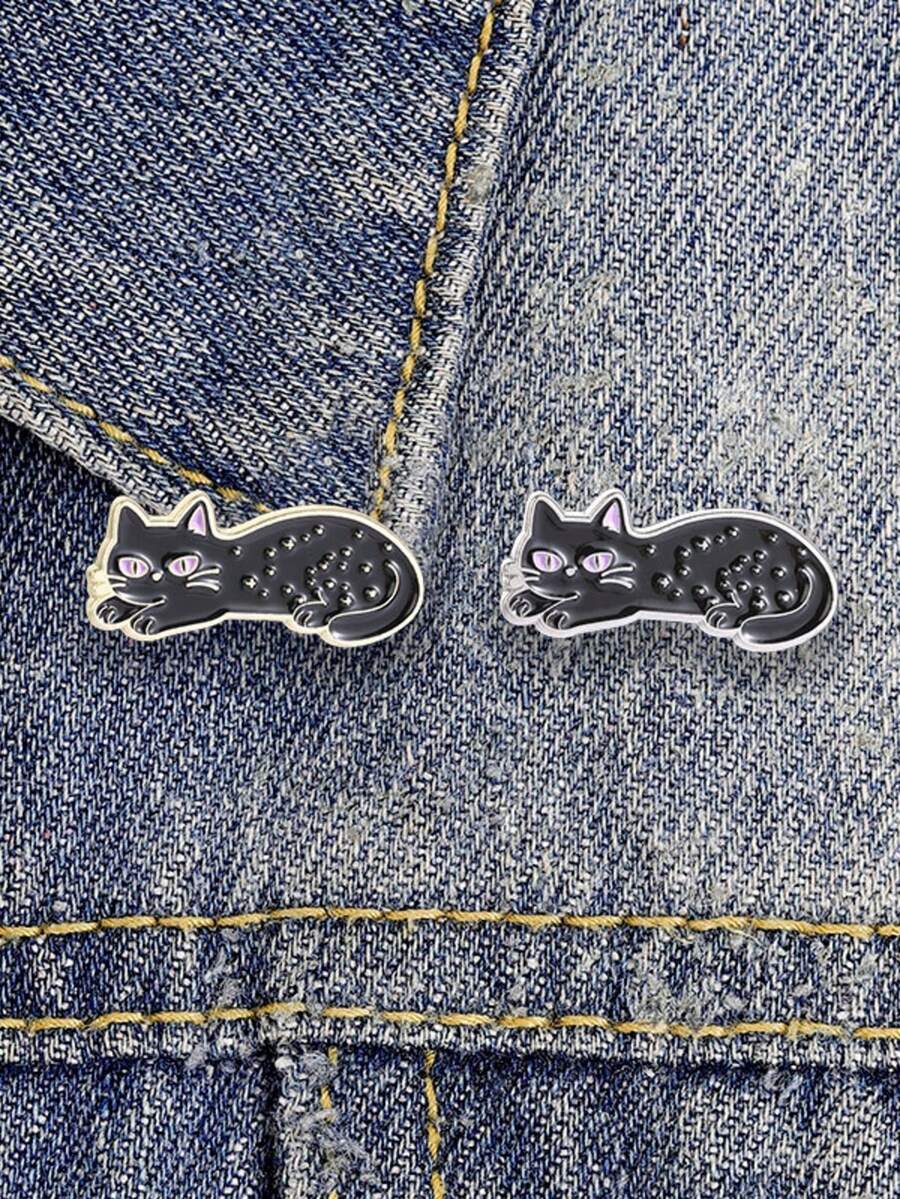 1pc Cute Black Cat Brooch, Clothing Backpack Lapel Pin, Friendship Gift, Unisex Daily Accessory