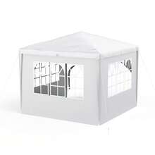 Steel Frame Party Tent For Garden & Outdoor Events, Assembly Canopy With Splash-Resistant PE Cover, Multiple Sizes & Colors Available, Modern Outdoor, White - White - View 3