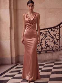 Romantic Party/Date/Wedding/Formal Evening Gown, Backless Sleeveless Dress For Wedding Guest, Prom, Graduation Fall - Rose Gold - View 6