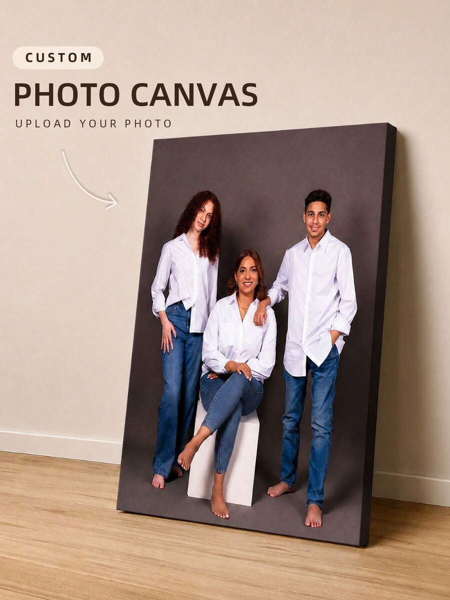 1pc Customized Single Photo Canvas Painting, Photo To Canvas Conversion Service, Any Photo Can Be Customized, Multiple Size Options Available, Decorative Painting Works Also Customizable On Demand. Ideal Gift For Friends, Father, Mother, Family, Suitable For Wedding, School Opening, Christmas, Halloween, Birthday, Party Decoration. - Multicolor - View 1