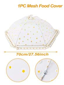 1個大號可折疊網狀食物蓋，刺繡雛菊設計，直徑70cm，可重複使用防蠅食物帳篷，彈跳式家用防塵食物蓋，保持食物新鮮衛生，廚房用品，餐廳用品，適合戶外聚會、野餐、露營、燒烤與烤肉，防止蒼蠅、昆蟲與雜物污染食物，便攜式，適用於居家與戶外使用 - 小雛菊 - 查看 13