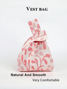 1pc Knitted Lightweight Foldable Portable Tote Bag For Women, Open Top Cute Handbag To Hold Phone, Umbrella, Cosmetics, Lipstick, Perfume, Books, Clothes, Keys, Suitable For Daily Use, Vacation, School, Commute, Shopping, Photography, Travel, Camping, Running, All Seasons - Multicolor - View 9
