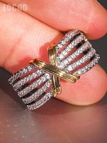 1pc Elegant Cubic Zirconia Ring For Women, Wedding Engagement Party Jewelry, Valentine's Day Gift - 1# - View 5