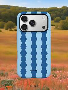 GIIPPA 1pc Blue Hand-Painted Vertical Stripe Pattern Design, Phone 17 Pro Max Phone Case, Compatible With Phone 16 Pro Max, 15 Pro Max, 14 Pro Max, Korean Style High-End Fashion Fun Phone Case, Compatible With 11/12/13/14/15/16 Pro Max Plus, Elegant Design Suitable For Men And Women, Perfect Gift For Girlfriend On Christmas, Valentine's Day, Easter, Wedding Season And Birthday! - Blue - View 8