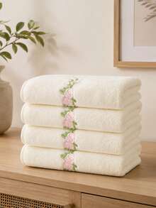 10pcs/4pcs Coral Fleece Bath Towel Set | Ultra Soft Quick Dry Absorbent Skin-Friendly No Shedding No Lint All Season Couple Home Bathroom Pool Hair Drying Multi-Function Towel Best Gift For Partner - Beige - View 13