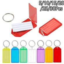 5/10/15/20/25/30Pcs Colorful Plastic Key Tags Set With Open Rings And Blank Paper Labels, Can Be Used To Mark Luggage Bags To Prevent Loss - Multicolor - View 2