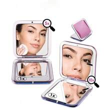 Mini Portable Pocket Makeup Mirror, Double-Sided Mirror With 10x Magnification. Transparent Square Foldable Handheld Mirror. Ideal For Eyebrow Shaping, Lip Care And Daily Makeup Touch-Ups. Suitable For Travel, Dormitory And Home Use. - Multicolor - View 8